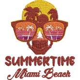Summertime-Skull-Miami-Beach-Vacation - Embroidery Design - FineryEmbroidery